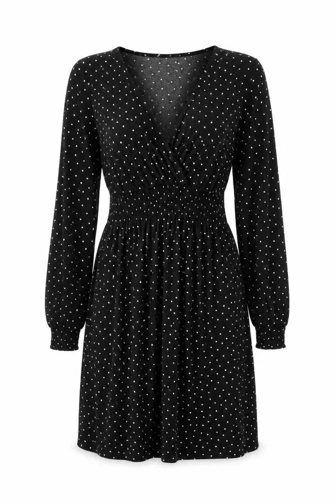 Vestido dama negro puntos blancos