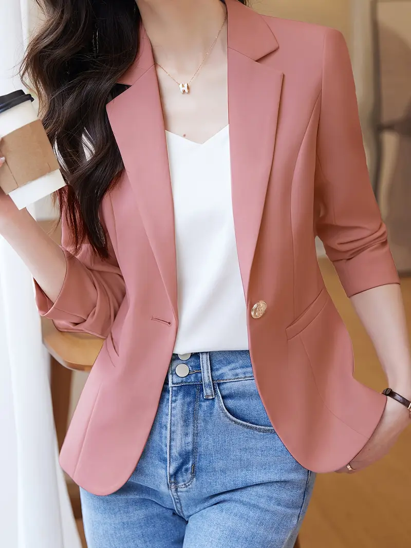Blazer Dama Palo Rosa Manga Tres Cuartos