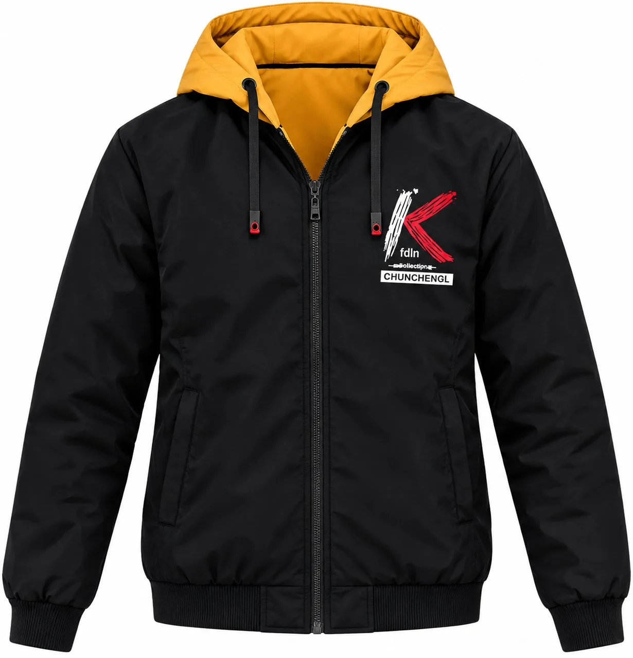 Chaqueta Doble Faz Negra con Amarillo Hombre Importada
