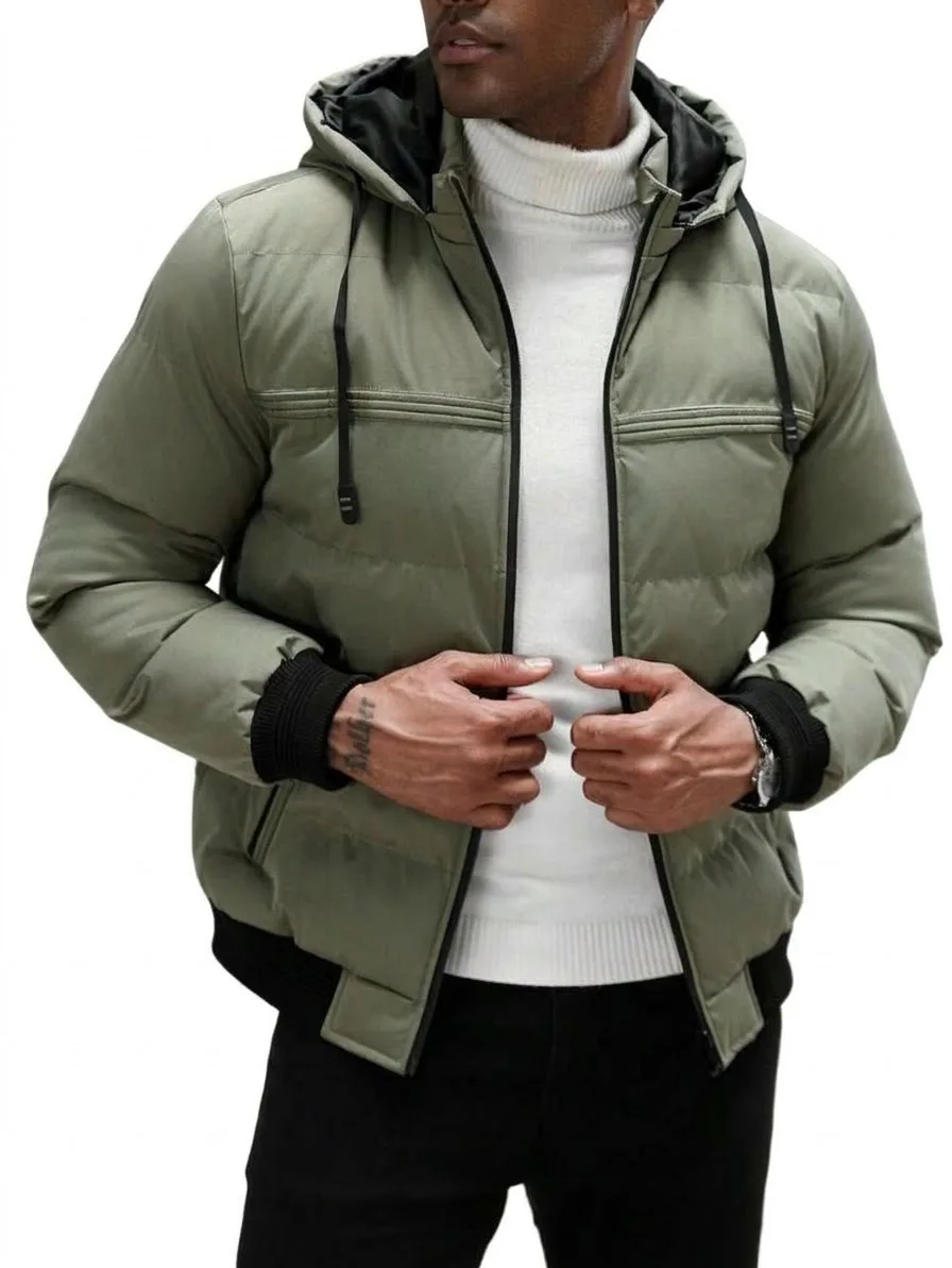 Chaqueta Impermeable Verde Oliva Hombre con Capota