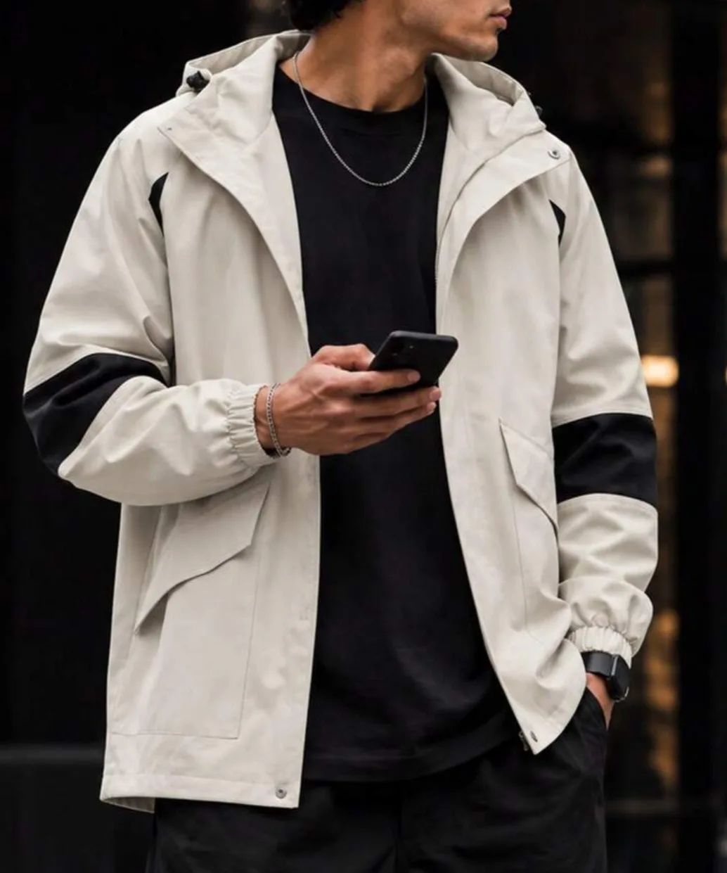 Chaqueta Rompevientos Blanca Hombre