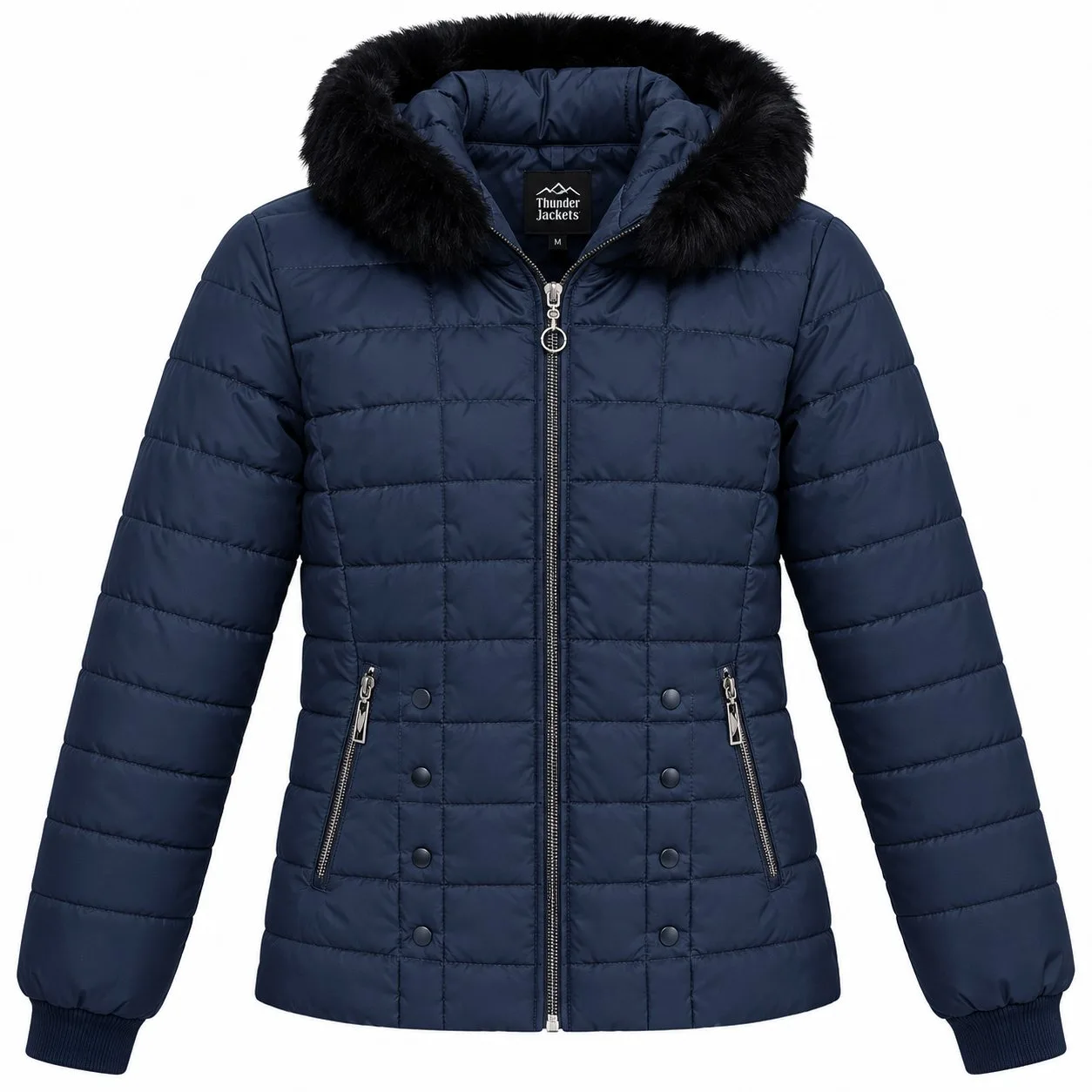 Chaqueta Impermeable Dama Thunder Jackets Azul Cuello Felpa
