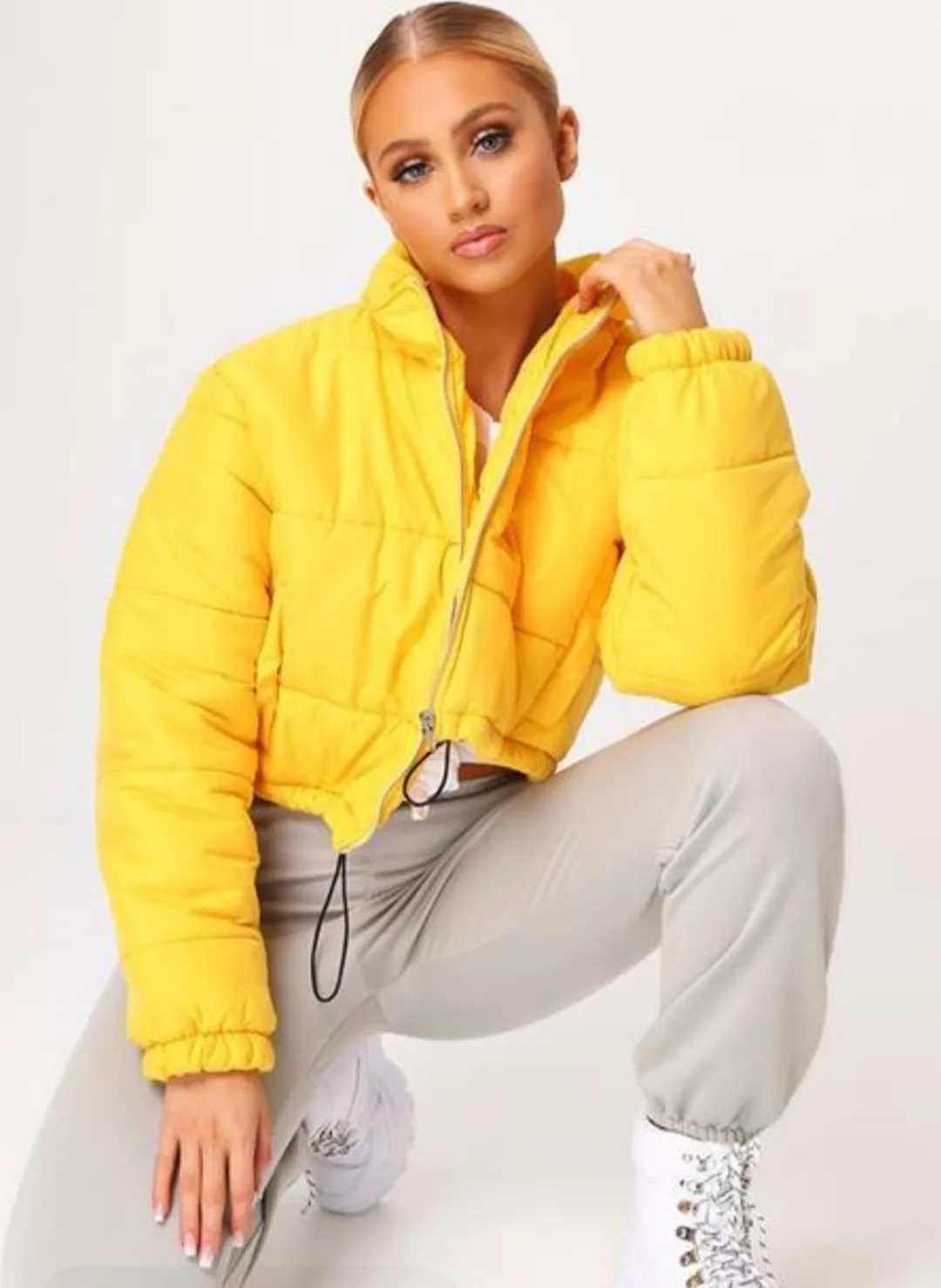 Chaqueta Bomber Impermeable Dama Amarilla
