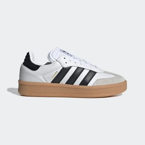 Zapato Adidas Samba Blanco 3 Rayas Negras Suela Café
