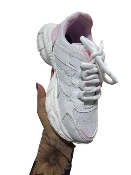 Zapato Blanco con Rosado 3 Rayas