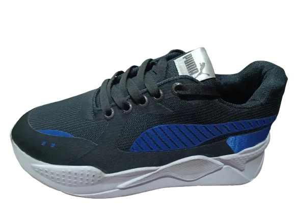 Zapato Puma Negro Rayas Azules