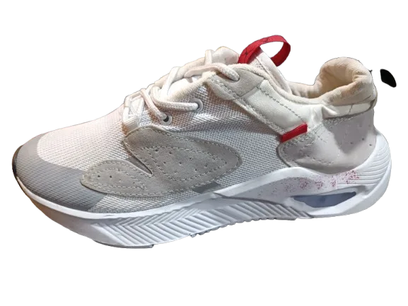 Zapato Jordan Gris con Blanco Marquilla Roja
