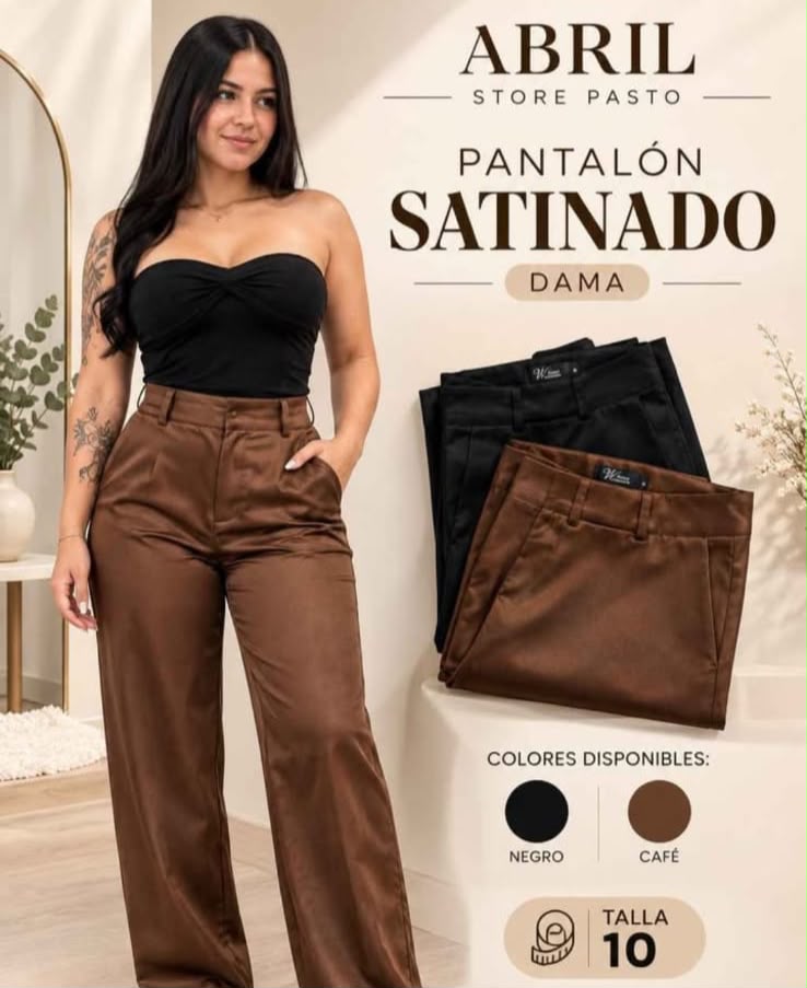 Pantalón Satinado Negro,beliegue