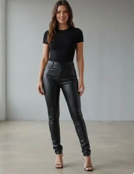 Pantalón Skinny Cuero Negro