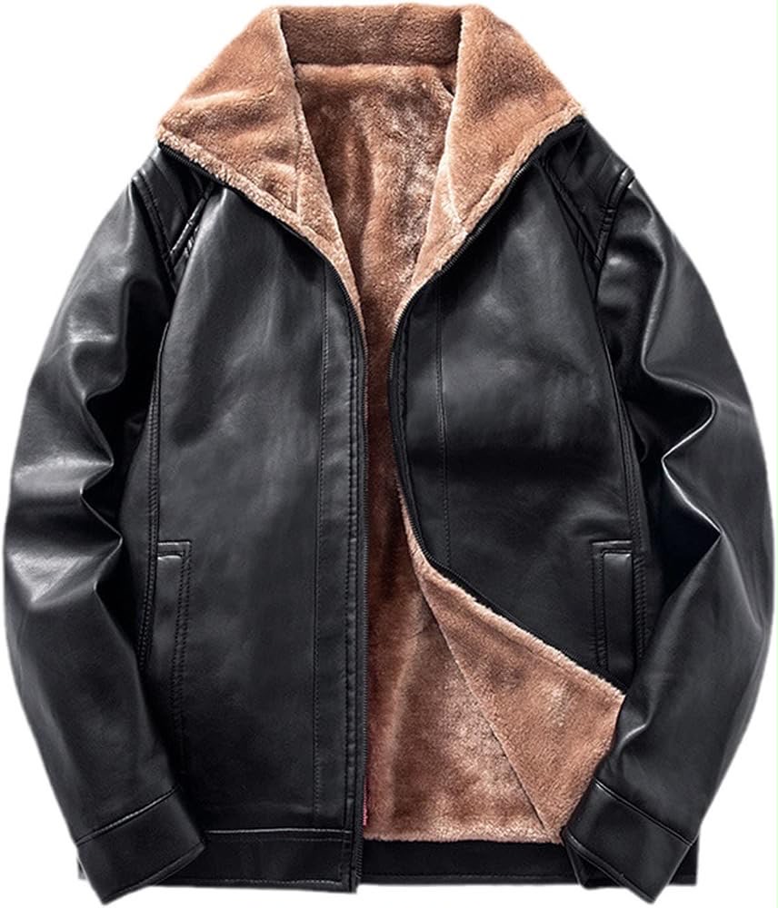 Chaqueta Cuero Afelpada Café