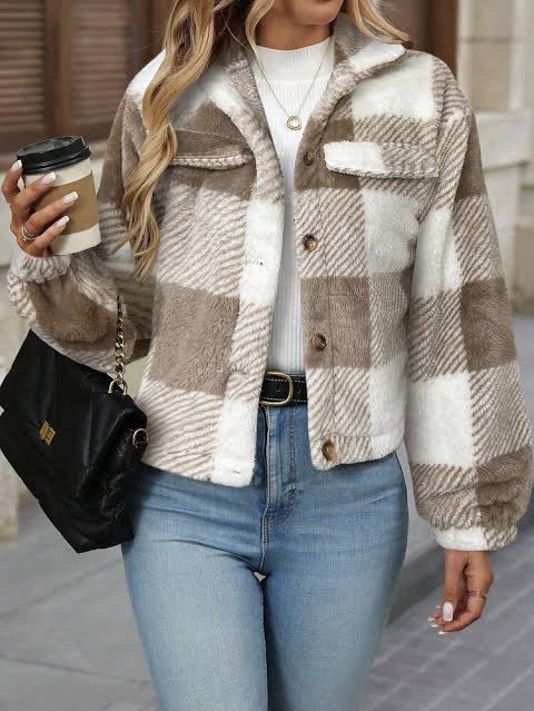 Chaqueta Ovejera de Cuadros Dama